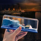 Unsinkable Titanic Cruise Ship in a Bottle, Cruise in Ocean Wave Desk Decor, Cool Mini Liquid Ship Best for Room Decoration, Desk Toy & Titanic Gifts (F)