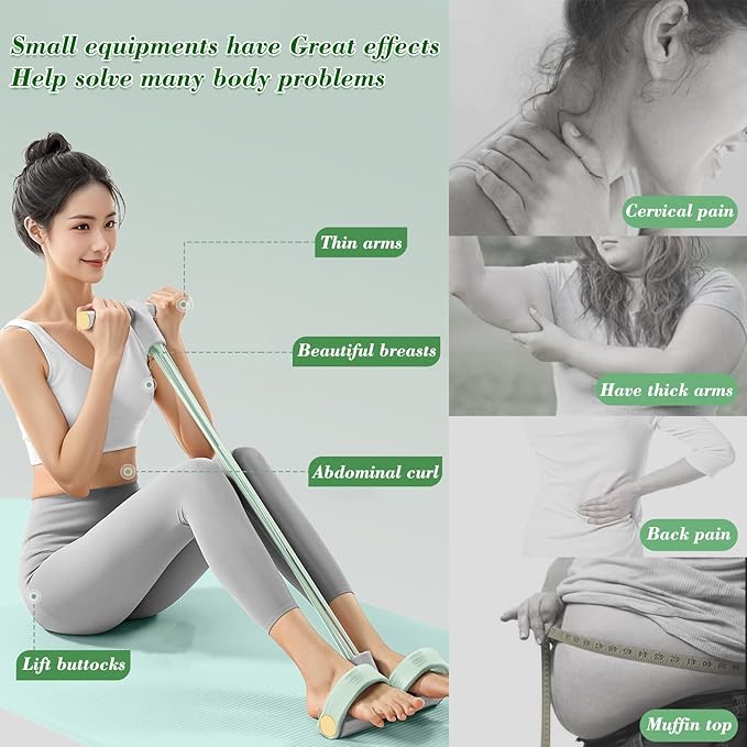Foot Pedal Resistance Band,6-Tube Pedal Puller Resistance Rope,Yoga Elastic Exercise Bands, for Women Jump Fitness, Abdomen/Arm Weight/Waist/Leg Stretching Slimming Training
