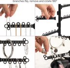 AllHungUp 12-Tier Wall Jewelry Organizer Wall Mounted Jewelry Organizer Necklace Holder Wall Mount Hanging Necklace Organizer Jewelry Hanger Wall Mounted Earring Holder Display Earring Organizer Black