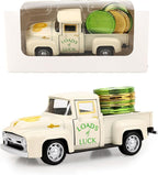 St. Patrick's Day Mini Metal Truck with Plastic Coin Vintage Diecast Pickup Tiered Tray Decor Rustic Farmhouse Shamrock Ornament Truck for St Patrick Home Shelf Table Tiered Tray Decorations