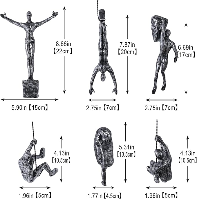 Set of 6 Climbing Men Wall Art Decor Sculpture,Nordic Modern Simplicity Decorative Wall Art, Climbing Man Sculptures,Home & Office Climber Gifts