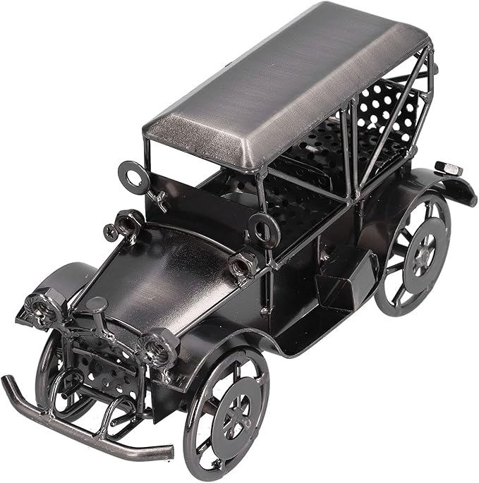Vintage Grey Classic Car Ornament, Retro Iron Antique Model Decoration for Home Office Desk, Mini Metal Collectible Craft with Authentic Detailing for Car Enthusiasts