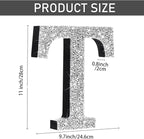 Qunclay 12'' Silver Crystal Diamond Bling Letters Crushed Diamond Decoration Wooden Glitter Letter with Screw and Hooks Rhinestone Gift for Wedding Y2k Mcbling Bedroom Wall Decor (Letter T)