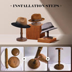CHADWICK Vintage Style Hat Rack Stand, Rustic Brown Hat Display Stand Wood, Hat Rack Tabletop Cap Organizer and Display Rack