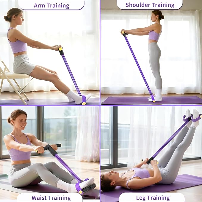 Pedal Resistance Bands with Handles, Upgrade 6-Tubes Manual Tension Training Pedal, Natural Rubber Foot Pedal Resistance Bands, Multifunction Fitness Bands for Abdomen, Waist, Arm, Leg