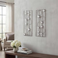 ZEXUIRU 2 Pcs Abstract Metal Art for Wall Decor Living Room Bedroom Bathroom Office Metal Bling Modern Geometric Hanging Vertical Small Iron Sculpture Plaque Pack -Silver 15.7in