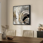 Framed Neutral Abstract Wall Art, Modern Gray Black Gold Canvas Prints Artwork for Walls, Contemporary Square Pictures for Living Room Bedroom Dining Room Hallway Office Wall Decor, 30x30 In