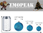 Emopeak 24Pcs Christmas Balls Ornaments for Xmas Christmas Tree - 4 Style Shatterproof Christmas Tree Decorations Hanging Ball for Holiday Wedding Party Decoration (Lake Blue, 1.6"/4.2CM)