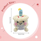 5 inch Positive Gift Cake Handmade Knitted Wool Doll with Positive Card Inspiring Gifts for Cheer Up Emotional Support Encouragement Friends