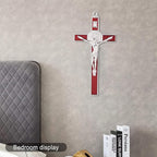 VINETEN Crucifix- Saint Benedict Crucifix Wall Cross Metal Wall Art-Cross Give Blessing and The Spiritual Sacred 8 Inch Red