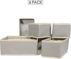 6 Pack Foldable Drawer Organizer Dividers Cloth Storage Box Closet Dresser Organizer Cube Fabric Containers Basket Bins for Underwear Bras Socks Panties Lingeries Nursery Baby Clothes Gray