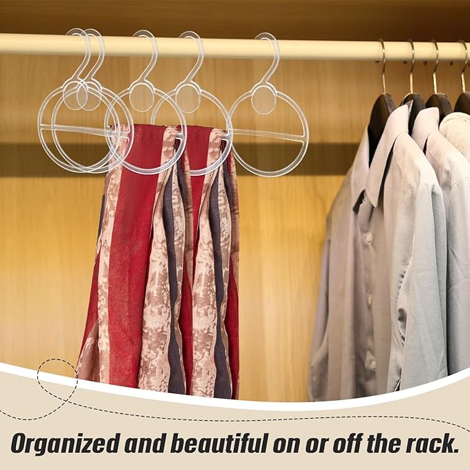Scarf Hanger Plastic Holder Organizer Space Saving Scarf Organizer Clothes Hanger for Scarves Headscarves Clothing Sorting Storing(Clear,100 Pcs)