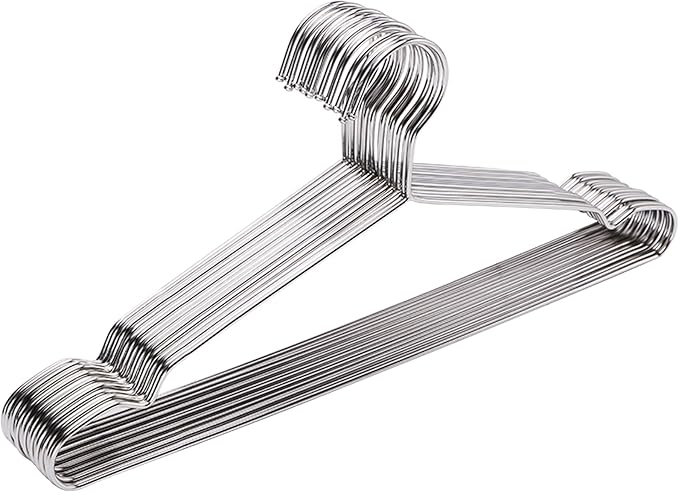 Hangers 10 Pack Clothes Hanger Strong Heavy Duty Stainless Steel Metal Ultra Thin Space Saving Wire Hangers 16.5in by WYCQKL
