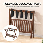 Luggage Racks Set Of 2 Suitcase Stand Foldable With Storage Shelf For Guest Room Hotel Essentials Solid Bamboo Heavy-Duty Item Holder Chestnut Brown