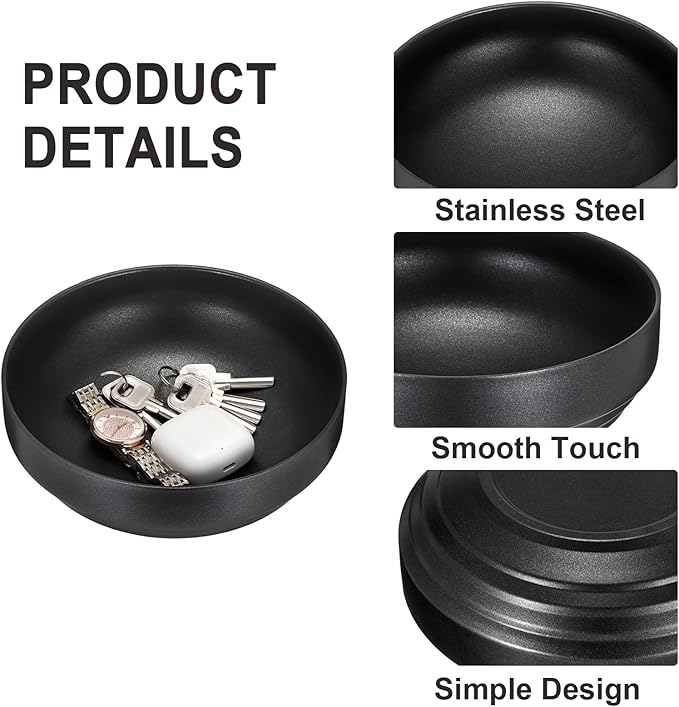 Key Holder Bowl for Entryway Table Round Catchall Bowl for Coin Fruit Holder Decorative Serving Bowl for Coffee Table Kitchen Counter, 7.4 Inches