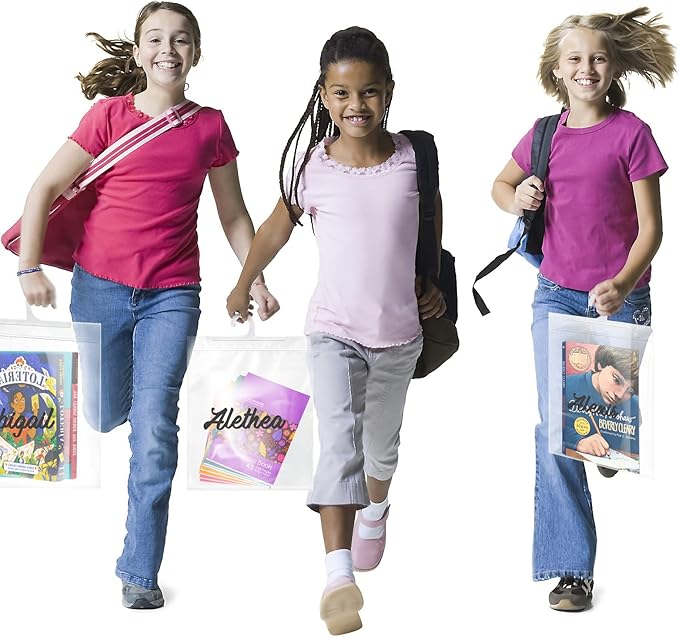 Hanging Storage Bags 24 Pack, Large Hook 10 x 12.5-inch Clear Plastic Bags for Classroom, Library and Pharmacy Use