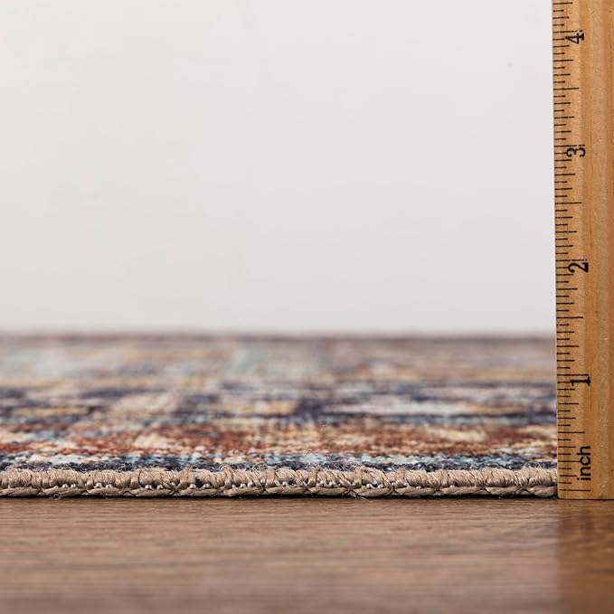 Keen Home Design 4x6 Rug - Machine Washable Area Rug with Non-Slip Backing, Ideal for Living Room, Dining Room, Bedroom - Vintage, Easy Clean, Durable, Low Pile Rug - (4' x 6')