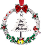 Christmas Wreath Ornaments for Trees Decorations, Mini Jingle Bell Hanging Charms Xmas Tree Decorative DIY Craft Hanging Ornaments for Christmas Decorations