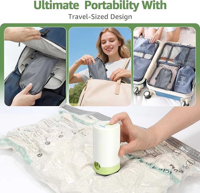 Vacuum Bags for Travel with Rechargeable air Pump, 3 Sizes Vacuum Seal Bags for Clothing, Space-Saving Compression Storage Bags for Travel & Closet Organization (9)