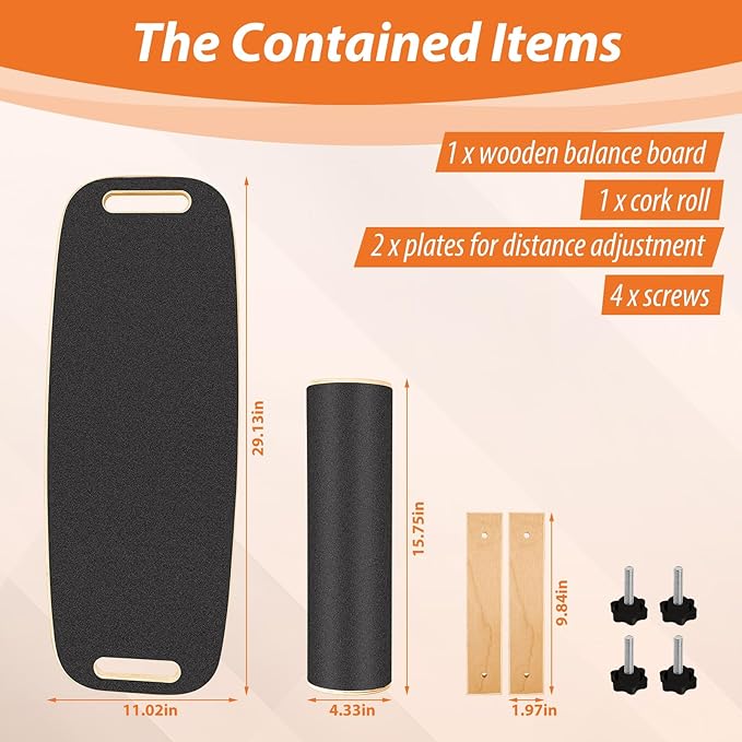 Balance Board for Adults | Wobble Board with Adjustable Stoppers - 3 Different Distance Options | Wooden Balance Boards for Improve Balance, Surf Trainer & Physical Therapy