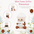Positive Crochet Coffee Decor, Handmade Espresso Cup Desk Ornament with Display Box, Funny Birthday for Women Men, Teacher Appreciation (White Coffee)