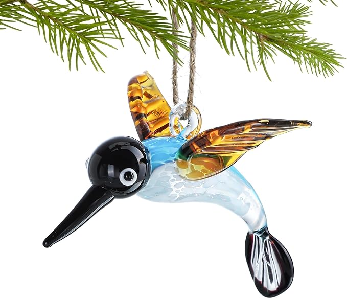 Blown Glass Hummingbird Hanging Ornaments Decorative Glass Humming Bird Decor for Home Party Tree