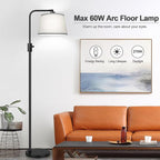 【Upgraded】 Dimmable Floor Lamp, 1000 Lumens LED Edison Bulb Included, Arc Floor Lamps for Living Room Modern Standing Lamp with Gray Shade, Tall Lamps for Living Room Bedroom Office Dining Room