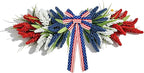 21'' 4th of July Large Swag Wreath for Front Door Red White and Blue Wheat Sheaf Artificial Independence Day Teardrop Swag for Farmhouse Kitchen Cabinet Porch Wall Window Memorial Day Arch Decoration