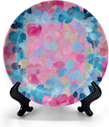 HABEN ARTWORK 10" Ceramic Plates for Display Colorful Abstract Floral Pink Blue Swirls Decorative Plate with Stand and Hook for Kitchen Dining Room Wall Hanging Decor