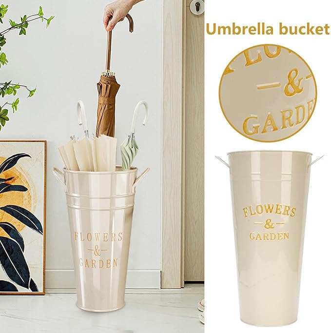 Umbrella Holder Stand | Metal Walking Stick Storage Bucket - Umbrella Rack - for Workplace Home Indoor Hallway Living Room Porch Balcony