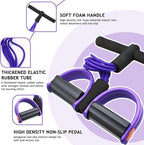 Kammoy 6-Tubes Tension Rope, Multifunction Elastic Yoga Pedal Puller Resistance Band, Natural Latex Tension Rope Fitness Equipment, for Abdomen, Waist, Arm, Leg Stretching Slimming Training