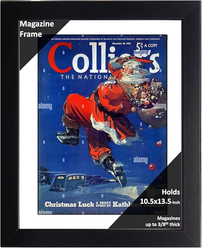 Creative Picture Frames 10.5 x 13.5 Magazine Frame with Full-Strength Glass, Holds Up To A 1/4" Thick Media with Installed Hangers for Easy Mounting, 12x15 Black Frame with White Mat