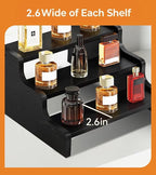 3 Tier Display Risers, Wooden Cologne Organizer for Men, Perfume Organizer Stand, Cologne Stand with Anti-Slip Washers, Wooden Display Shelf Stand for Dessert, Cupcake, Figure and Collection, Black, 3-tier-9.4in