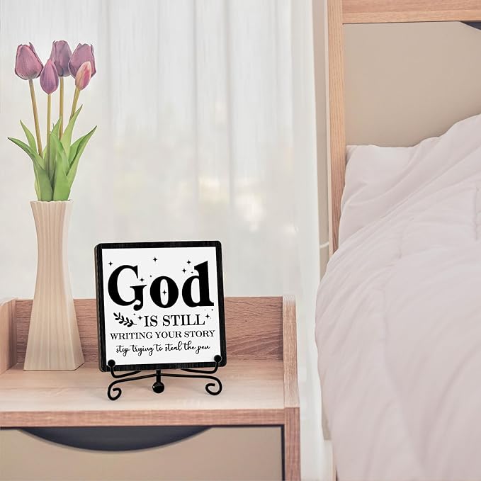 Home Decor, Farmhouse Shelf Decor For Living Room, Boho Aesthetic Table Decorations, Christian Gifts For Women Men, Entryway Tv Stand Fireplace Mantle Coffee Table Decoration (story-05)