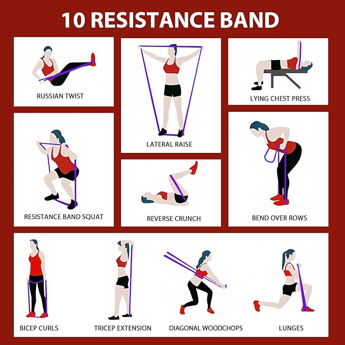 LEEKEY Resistance Bands, Exercise Bands with Handles,Pull Up Assist Bands - Band Set with Door Anchor - Bands for Working Out,Band for Men and Women Fitness Training,Home Workouts