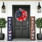 Patriotic Wreath for Front Door Red White Blue Wreath 4th of July Wreaths for Door Wall Memorial Day Decor Independence Day Hanging Decoration for Outside Home Farmhouse Holiday (Mesh)