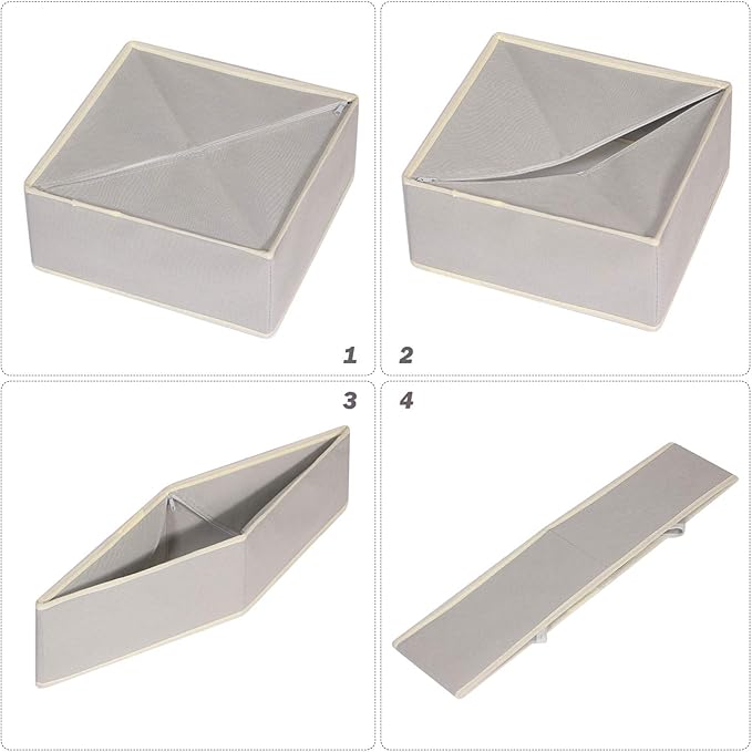 DIOMMELL Set of 6 Foldable Cloth Storage Box Closet Dresser Drawer Organizer Fabric Baskets Bins Containers Divider for Clothes Underwear Bras Socks Lingerie Clothing, Grey 22-2000