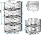 Stackable Closet Organizers and Storage Bins 4 Pack, Sturdy Metal Clothes Storage Container for Clothes Pants Sweaters, Black Folded Drawer Shelf Organizer for Closet Wardrobe
