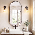 Sweetcrispy 24" x 48" Black Bathroom Mirror for Wall, Oval Walls Mirror with Metal Frame, Tempered Glass, Modern Vanity Mirrors for Over Sink, Living Room, Bedroom, Entryway, Horizontal or Vertical