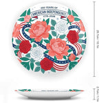 250th Anniversary Decorative Plates 10 Inch Modern Floral Patriotic Decorations Commemorative Plates with Stand Memorial Day 4th of July Veterans Day Home & Office