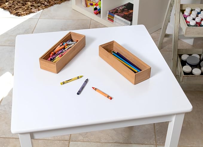 Lipper International 8181S Bamboo Wood Stacking Drawer Organizer Box, 3" x 9", Set of 2