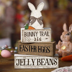Lineshading 4 Pcs Easter Table Decoration Wooden Rabbit Easter Day Tiered Tray Decor Rustic Wooden Bunny Block Sign Gifts Cute Bunny Centerpiece Farmhouse Holy Week Party Decoration for Home Kitchen