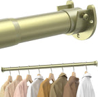 Closet Rods for Hanging Clothes, 17 to 39 Inches Stepless Adjustable Metal Closet Rod, 1.3 Inches Heavy Duty Clothes Hanging Rod for Closet Wardrobes Laundry RV, Verdant Gold