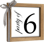 6 Inch Party of 6 Sign, Wooden Frame Family of 6 Decor, Rustic Gift for Family Indoor Table Tiered Tray Shelf Desk Farmhouse Home Decorations