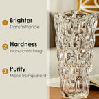 CEMABT 9.5inch 3.4 lb Glass Vases for Flowers Unbreakable Thickened Morden vase for Tables Centerpieces,Colorful,Vintage and Clear Rose Large Flower vases for Bouquet Unique Gifts（Champagne）