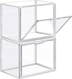 Clear Stackable Plastic Storage Bins with Lid, Dustproof Book Cosmetic Acrylic Display Cases with Magnetic Door, Large Figures Collectibles Showcase