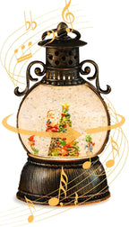 Christmas Snow Globe Lantern - Lighted Musical Water Globes with 6H Timer, Glittering Swirling Santa & Gnomes Scene, Battery/USB Powered Holiday Decoration for Indoor Christmas Decor & Gifts