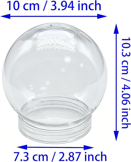 1 PCS Snow Globe Jar Empty Clear Plastic Water Globes with Screw Off Bottom Cap for DIY Crafts and Home Decoration (10 CM / 3.94 Inch)