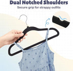 HOUSE DAY 11 Inch Black Velvet Baby Hangers 20 Pack, Premium Kids Hangers for Children, Infant & Toddler Clothes, Durable Non Slip Baby Felt Hanger for Closet, Ideal for Everyday Use