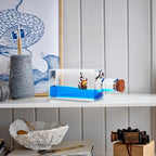 Unsinkable Boat One Thousand Pirate Ship Piece Model Sunny Ornaments in a Bottle Box Acrylic Cruise Ship Fluid Drift Paperweight Desk for Decoration Boys Girls Gifts (Blue-b)
